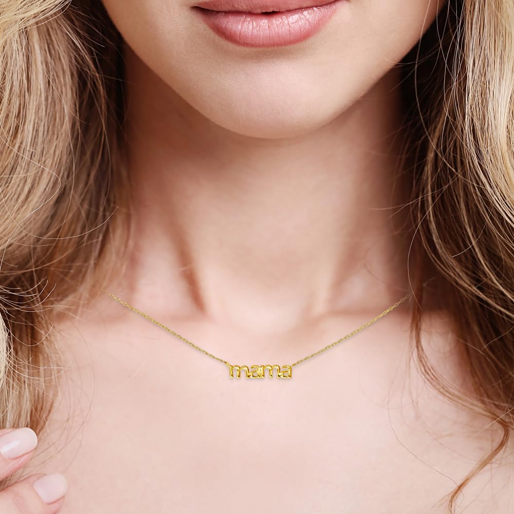 Mama Lettering Pendant Necklace, MUSTHAVE 18K Gold Plated Dainty Mama Pendant, Minimalist Jewelry, Mother’s Day Gift for Mom, Everyday Layering Necklace, Gift for Mom, Mother's day, Message Card, 16+2" Chain (Yellow Gold) - Image 4