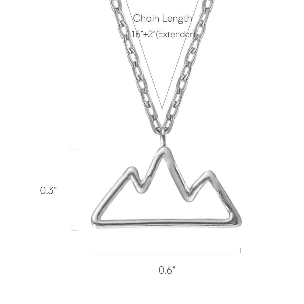 Mountain Outline Necklace, MUSTHAVE 18K Gold Plated Simple Line Nature Necklace, Minimal Nature-Inspired Pendant Jewelry for Women, Outdoor Lover Gift, Delicate Everyday Chain, 16+2 inch, Gift Card, Birthday, BFF, Unisex (Yellow Gold) - Image 3