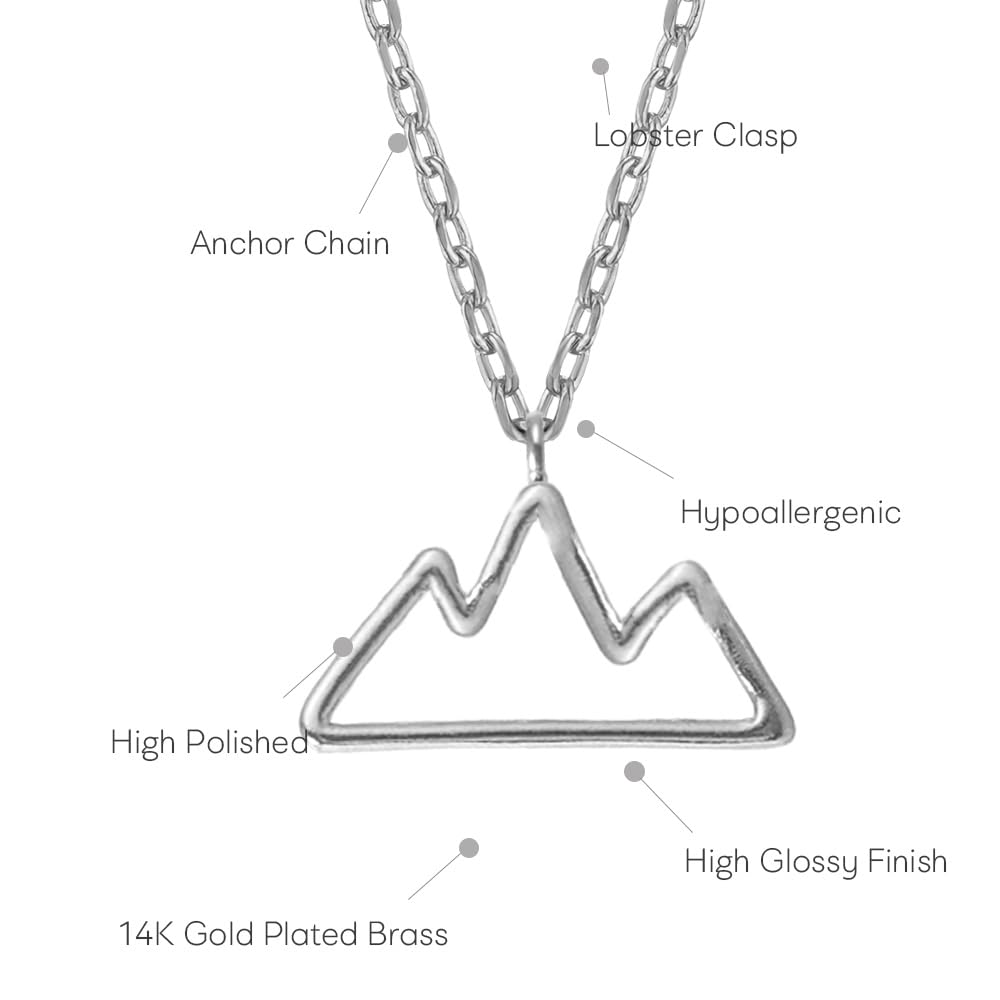 Mountain Outline Necklace, MUSTHAVE 18K Gold Plated Simple Line Nature Necklace, Minimal Nature-Inspired Pendant Jewelry for Women, Outdoor Lover Gift, Delicate Everyday Chain, 16+2 inch, Gift Card, Birthday, BFF, Unisex (Yellow Gold) - Image 4