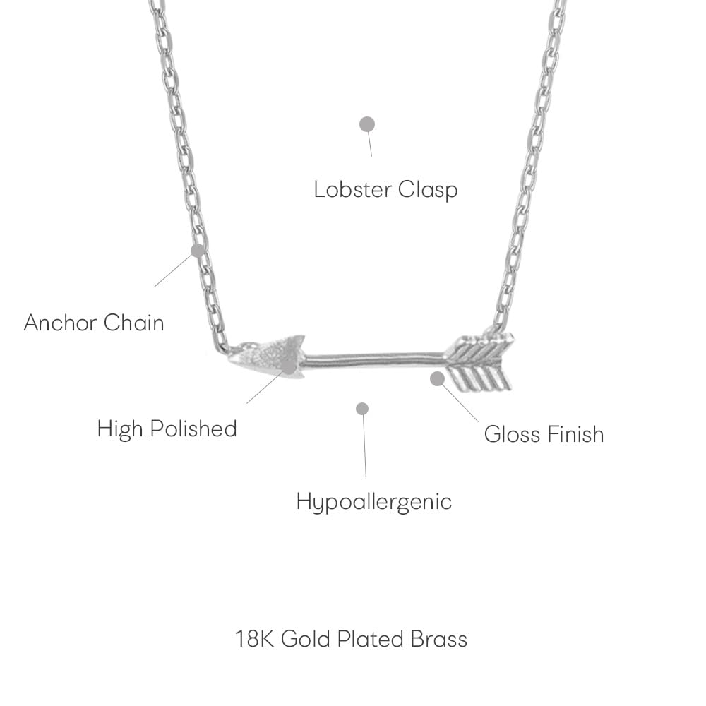 MUSTHAVE Arrow 18K Gold Plated Necklace With Message Card, Yellow and White Color, Anchor Chain, Best Gift Necklace, Size 16 inch + 2 inch Extender, Gift Card - Image 3