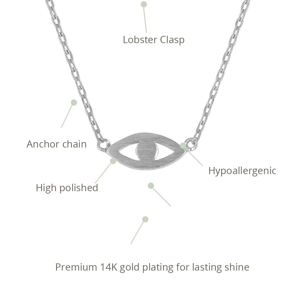 MUSTHAVE Evil Eye 18K Gold Plated Necklace With Message Card, Yellow and White Color, Anchor Chain, Best Gift Necklace, Size 16 inch + 2 inch Extender, Pendant, Gift Card - Image 3