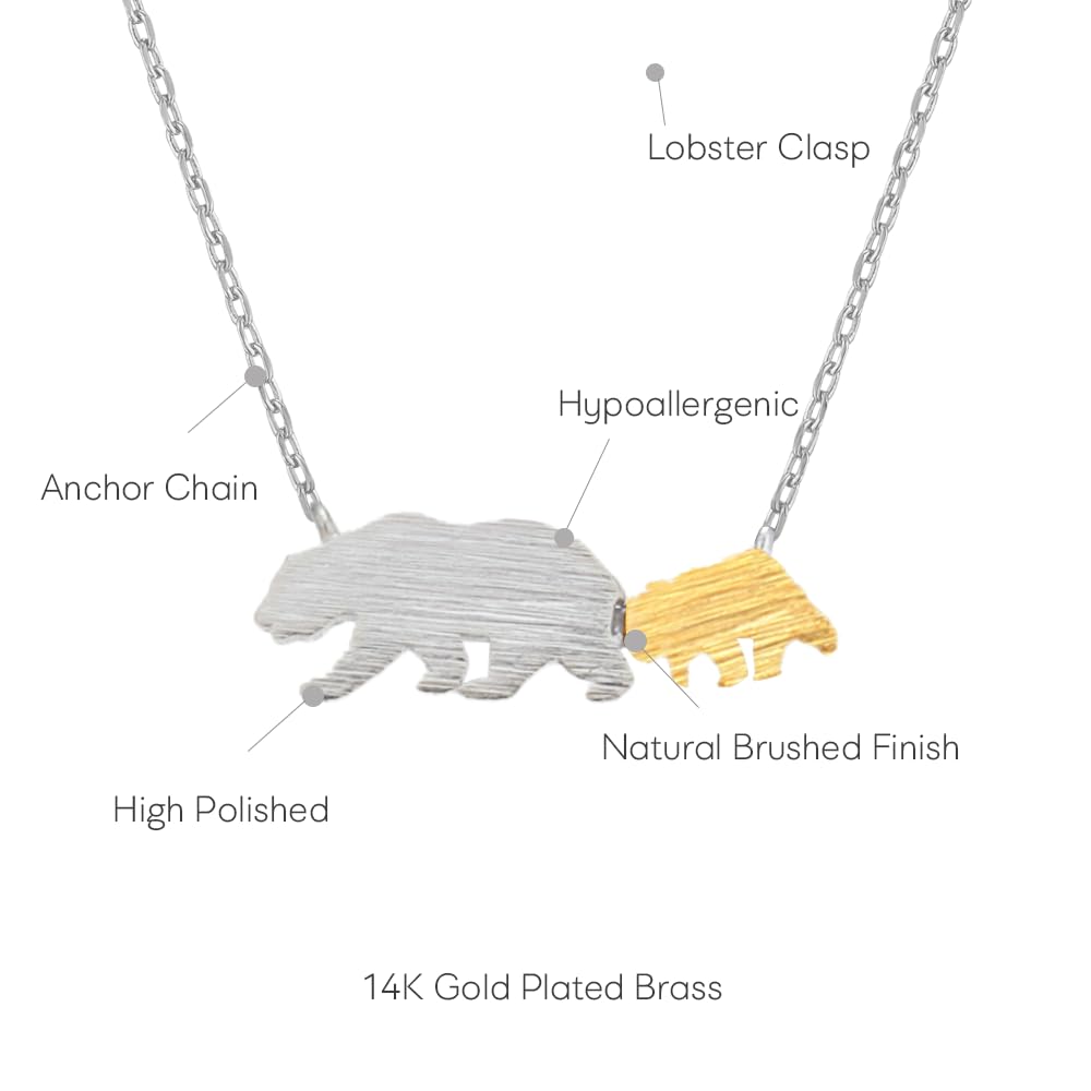 MUSTHAVE Mama Bear 18K Gold Plated Necklace With Message Card, Two Tone Yellow and White Color, Anchor Chain, Best Gift Necklace, Size 16 inch + 2 inch Extender, Gift Card - Image 3