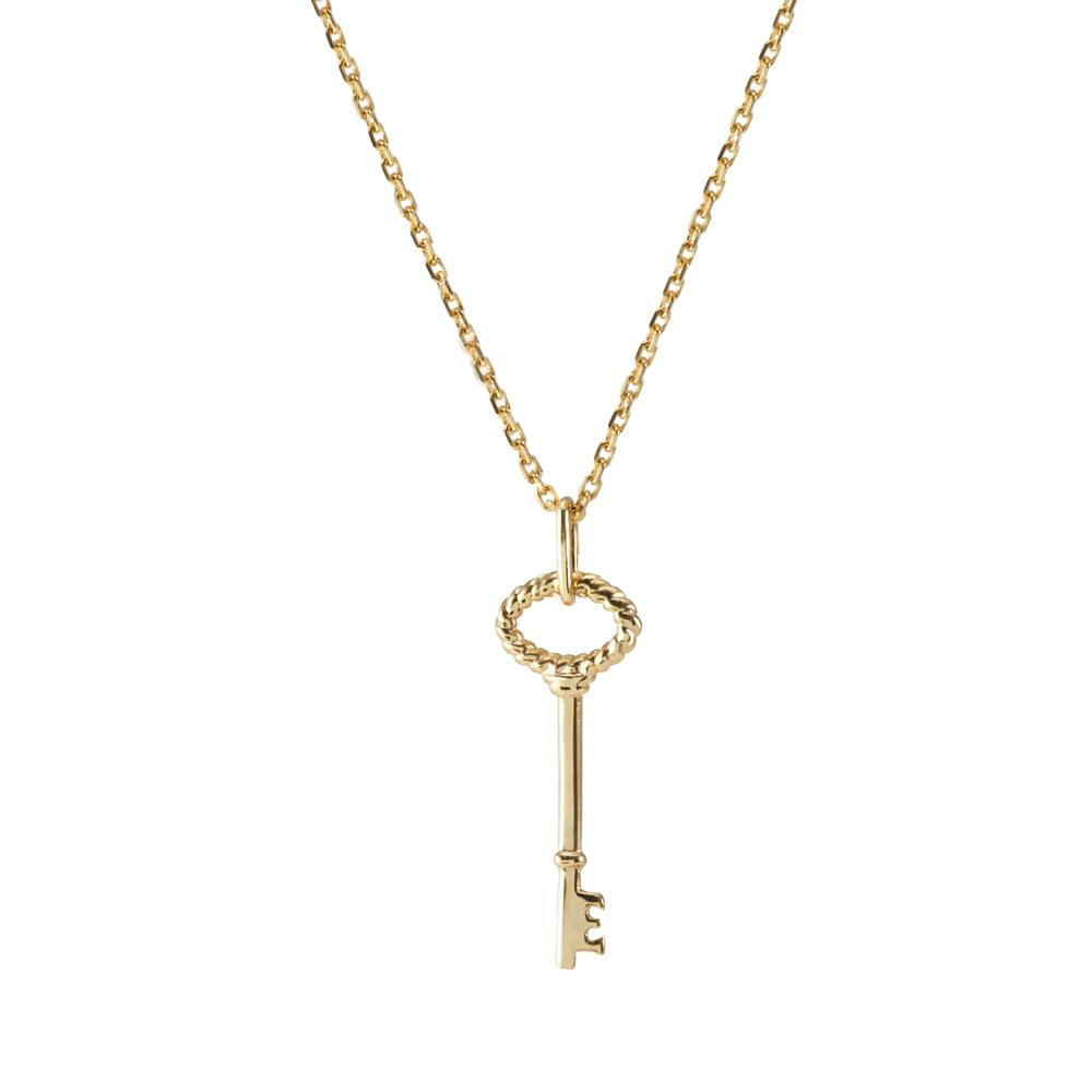 MUSTHAVE Minimalist Gold Key Necklace – Statement Minimal Style, GIFT FOR HER, ANNIVERSARY, 14K Gold-Plated Brass, Anchor Chain 16”+2”, Lock & Love Jewelry, Designed & Made in Korea - Image 9