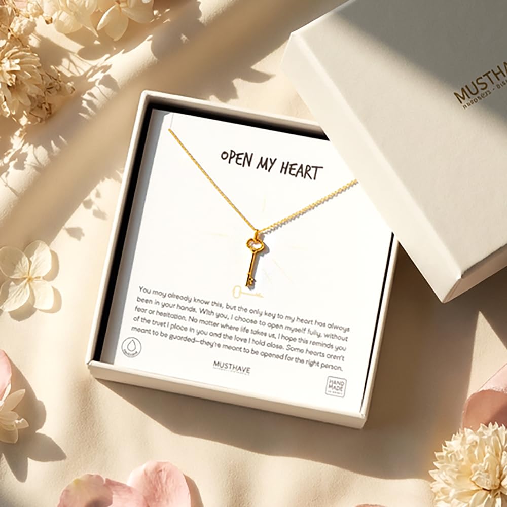 MUSTHAVE Minimalist Gold Key Necklace – Statement Minimal Style, GIFT FOR HER, ANNIVERSARY, 14K Gold-Plated Brass, Anchor Chain 16”+2”, Lock & Love Jewelry, Designed & Made in Korea - Image 5