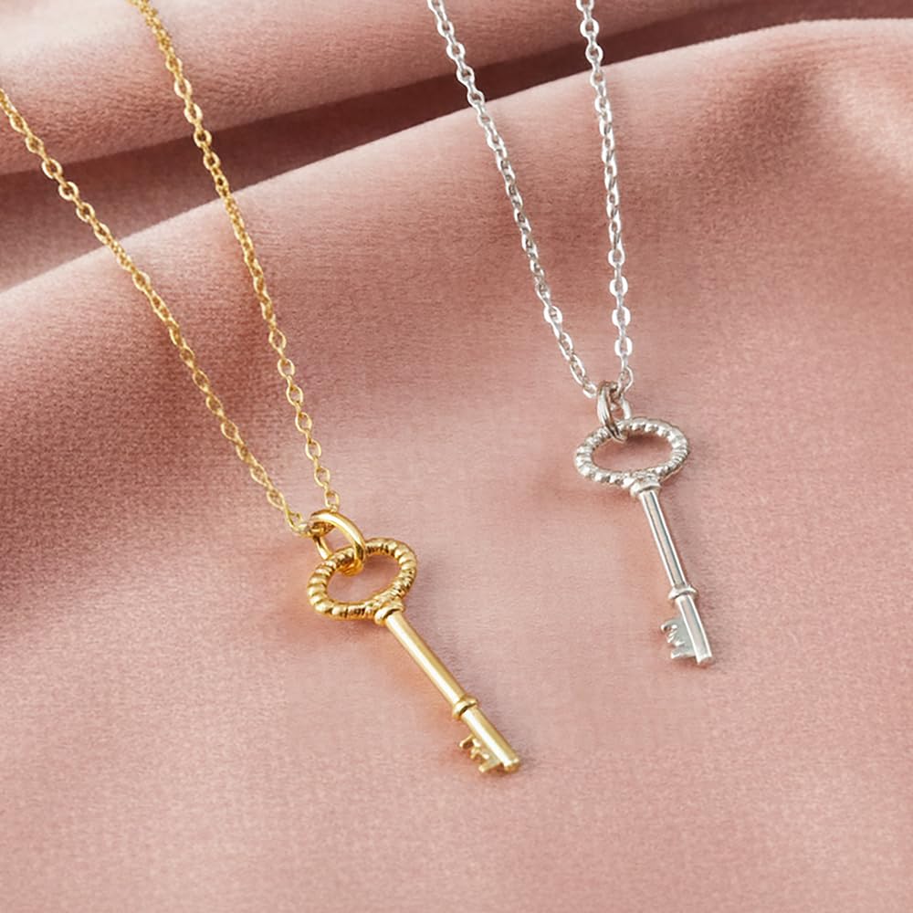 MUSTHAVE Minimalist Gold Key Necklace – Statement Minimal Style, GIFT FOR HER, ANNIVERSARY, 14K Gold-Plated Brass, Anchor Chain 16”+2”, Lock & Love Jewelry, Designed & Made in Korea - Image 6