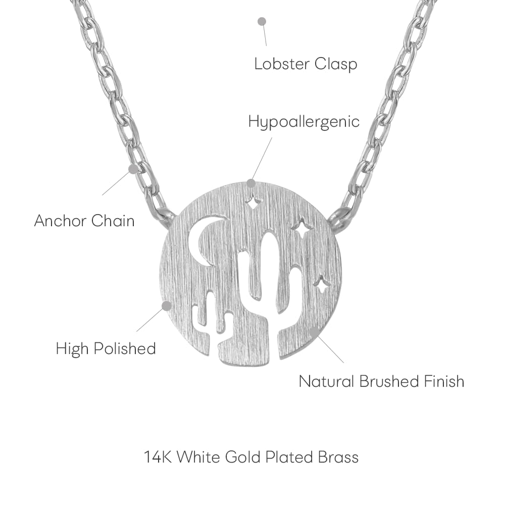 MUSTHAVE More And More Cactus 18K Gold Plated Necklace With Message Card, Yellow and White Color, Anchor Chain, Best Gift Necklace, Size 16 inch + 2 inch Extender, Pendant, Gift Card - Image 3