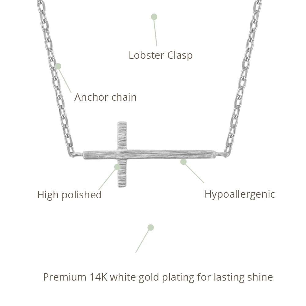 MUSTHAVE Side Cross 18K Gold Plated Necklace With Message Card, Color Gold and Silver, Anchor Chain, Best Gift Necklace, Size 16 inch + 2 inch Extender, Gift Card - Image 3