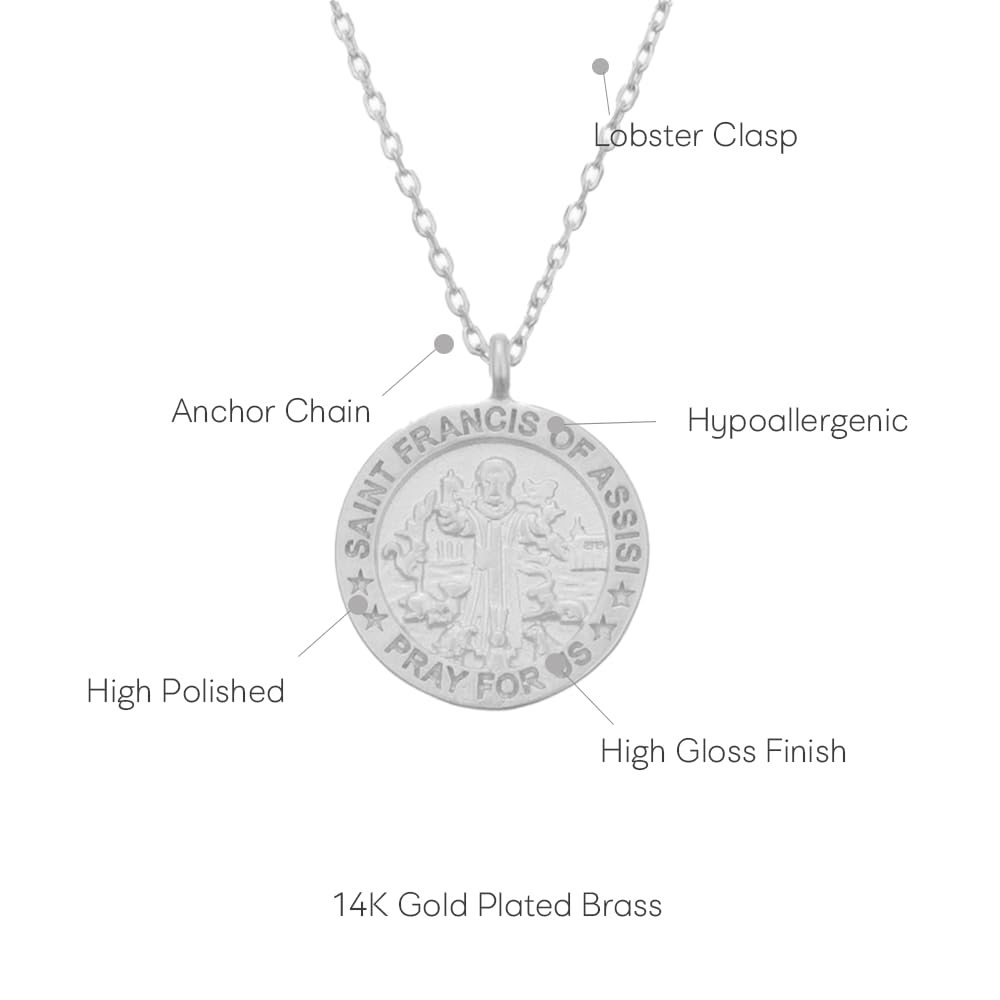 MUSTHAVE ST. Francis Coin 18K Gold Plated Necklace With Message Card, Yellow and White Color, Anchor Chain, Best Gift Necklace, Size 16 inch + 2 inch Extender, Pendant - Image 3