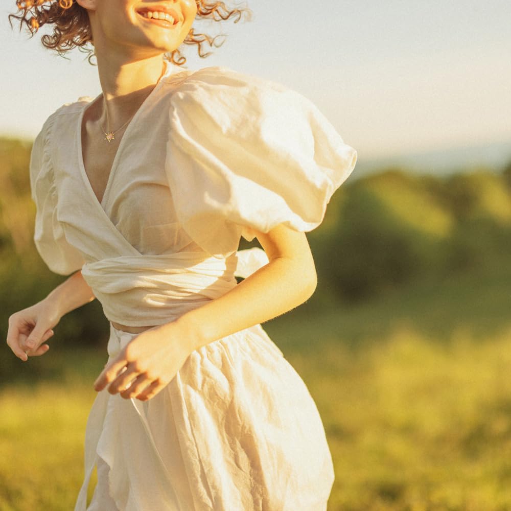 MUSTHAVE Sun Pendant Necklace with Synthetic Opal, 18K Gold Plated Minimalist Dainty Boho Jewelry for Women, Opal Sun Necklace, Gift for Her, Message Card, 16+2 Inch (White Gold) - Image 7