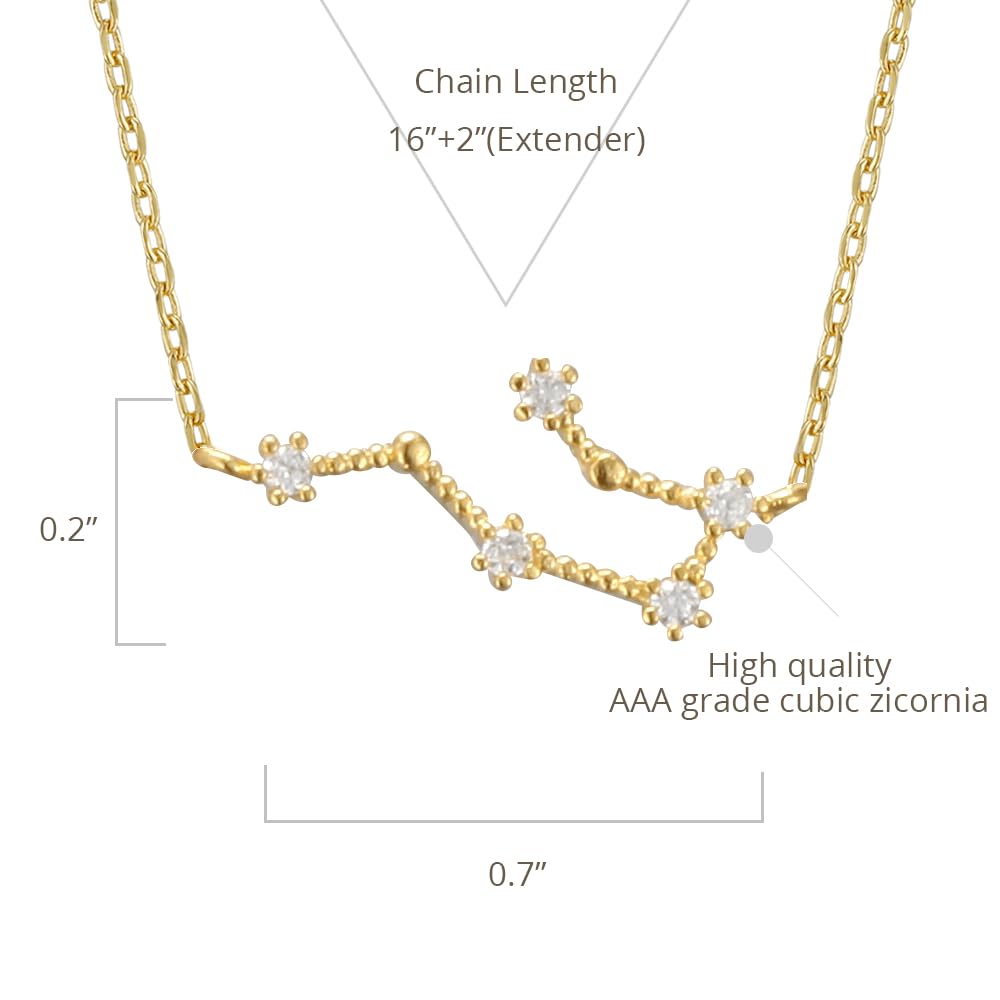 Zodiac 18K Gold Plated CZ Necklace With Message Card, Yellow Gold Color, Anchor Chain, Best Gift Necklace, Size 16 inch + 2 inch Extender, Pendant, Constellation, Gift Card - Image 3